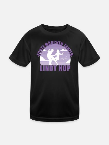 Echte Mädchen tanzen Lindy Hop Geschenk - Kinder Funktions-T-Shirt - Schwarz - Vorne