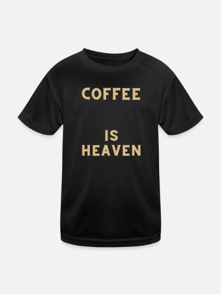 COFFEE IS HEAVEN - Kinder Funktions-T-Shirt - Schwarz - Vorne
