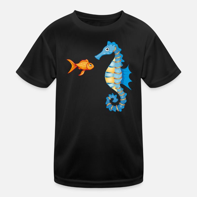 niedlicher Comic Goldfisch und Seepferdchen Kinder Funktions-T-Shirt