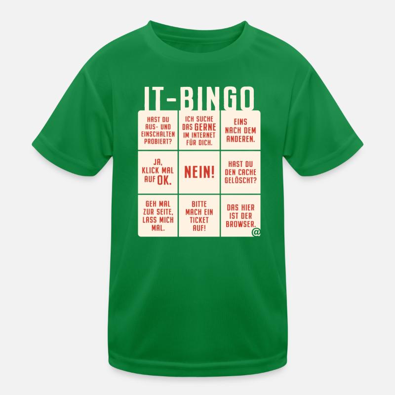 IT Support Bingo Service Desk IT Helpdesk Sysadmin Kinder Funktions-T-Shirt