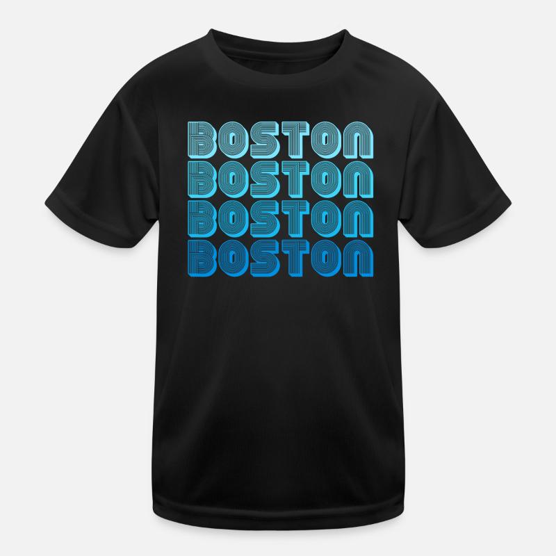 Boston Repeat Pattern Blue Gradient Kids Functional T-Shirt