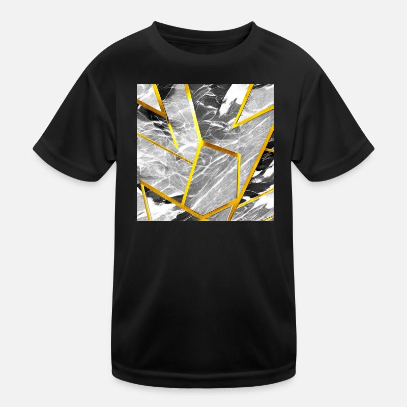 Marmor Schwarz-Weiß Gold Textur Kinder Funktions-T-Shirt