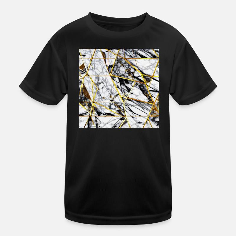 Marmor Schwarz Weiß Gold Textur Kinder Funktions-T-Shirt