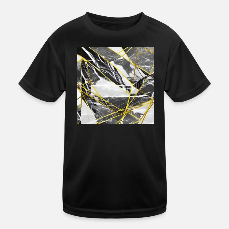 Marmor Schwarz Gold Geometrische Textur Kinder Funktions-T-Shirt
