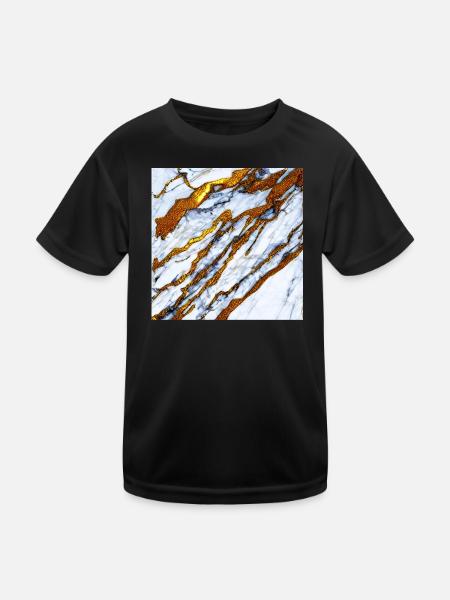 weißer Marmor trifft auf Gold - Kinder Funktions-T-Shirt - Schwarz - Vorne