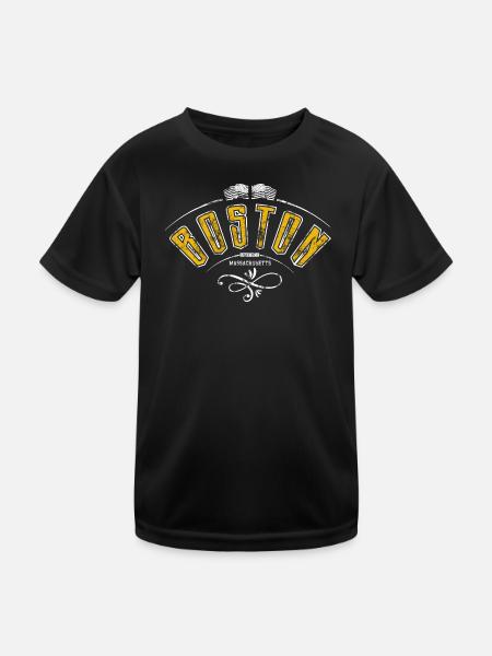 Boston Grunge-Effekt - Kinder Funktions-T-Shirt - Schwarz - Vorne