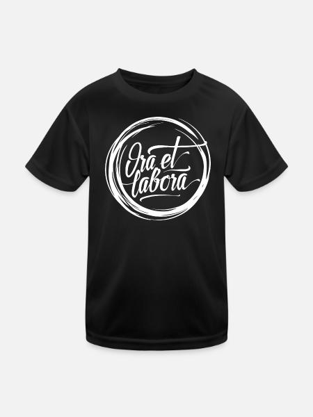 Ora et labora (dunkel) - Kinder Funktions-T-Shirt - Schwarz - Vorne