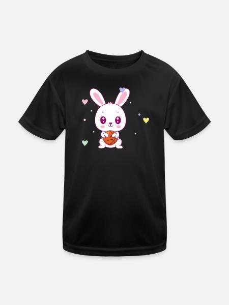Cute Basketball Bunny - Kids Functional T-Shirt - black - Front