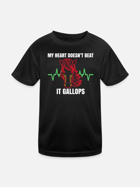 Hengst Pferde Statement Galopp Islandpferde - Kinder Funktions-T-Shirt - Schwarz - Vorne