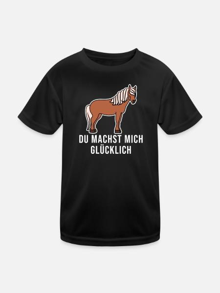 Pferde Cool Statement Pferdenarr Isländer - Kinder Funktions-T-Shirt - Schwarz - Vorne