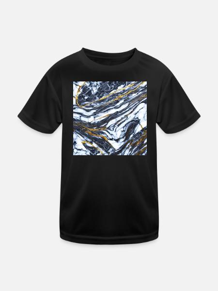 Marble meets gold Marble gold texture - Kids Functional T-Shirt - black - Front