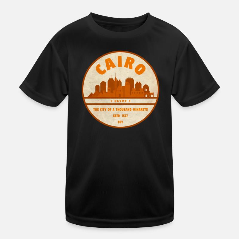 Cairo Retro City Silhouette Badge Kids Functional T-Shirt