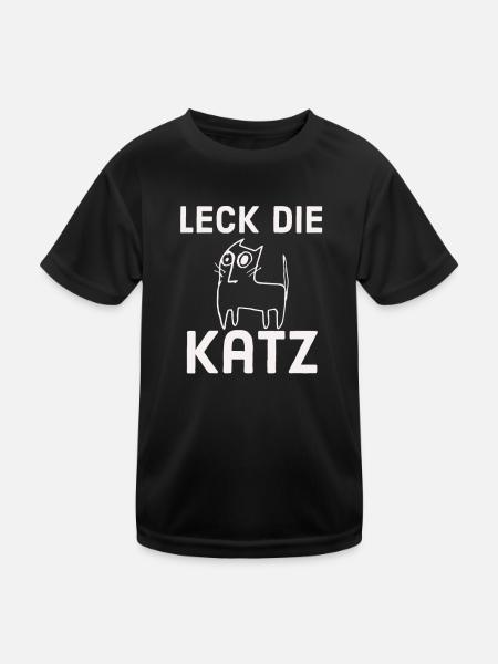 Leck die Katz - Kinder Funktions-T-Shirt - Schwarz - Vorne