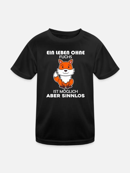 Fuchs Tier Wald Wildtier - Kinder Funktions-T-Shirt - Schwarz