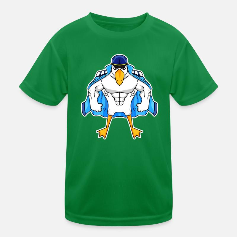 Muscular Seagull Seagull Gift Kids Functional T-Shirt