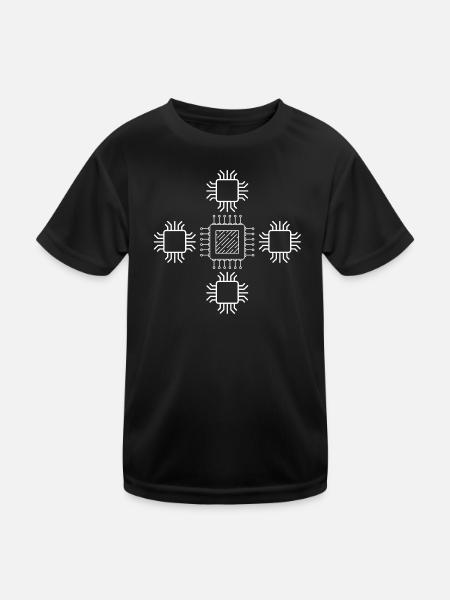Computer, Motherboard, Festplatte - Kinder Funktions-T-Shirt - Schwarz - Vorne
