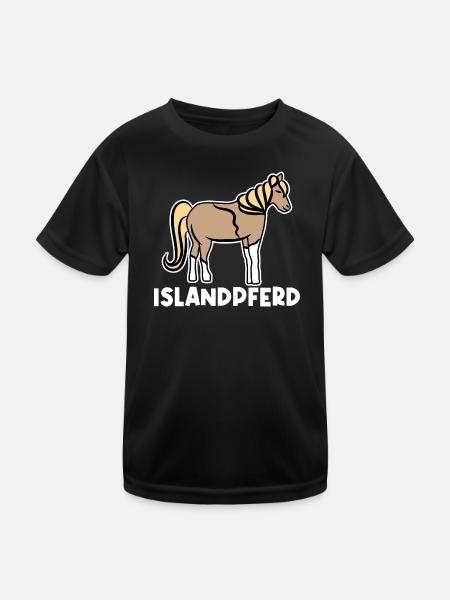 Islandpferde Pferde Pferdefan Stute Fohlen Spruch - Kinder Funktions-T-Shirt - Schwarz - Vorne