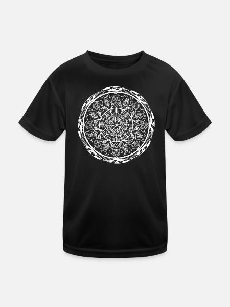 Mandala - Kinder Funktions-T-Shirt - Schwarz - Vorne
