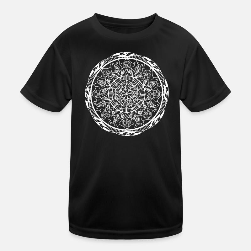Mandala - Kinder Funktions-T-Shirt - Schwarz