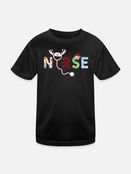 Nurse ugly Christmas - Kids Functional T-Shirt - black - Front
