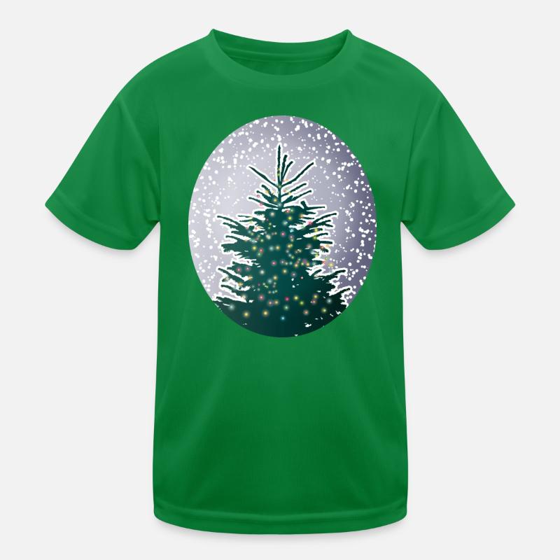 beleuchteter Weihnachtsbaum im Schnee Kinder Funktions-T-Shirt