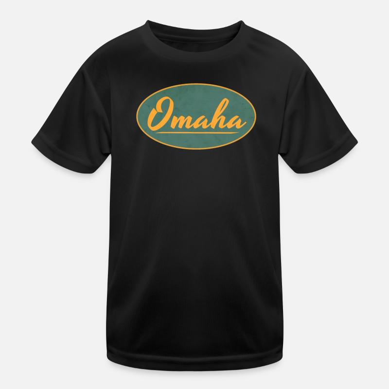 Omaha Vintage Script Emblem Kids Functional T-Shirt