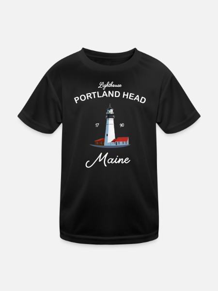 Portland, Lighthouse Head, Maine - Kids Functional T-Shirt - black - Front