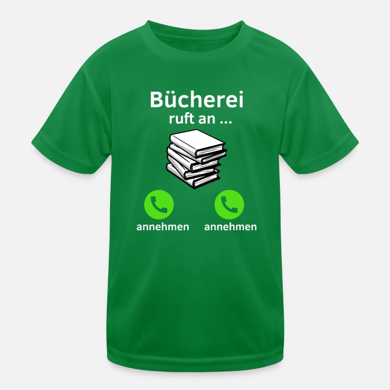 Bücherei ruft an - annehmen oder annehmen? Kinder Funktions-T-Shirt