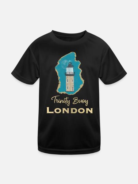 London, Trinity Buoy Lighthouse, Pixel Art - Kids Functional T-Shirt - black - Front