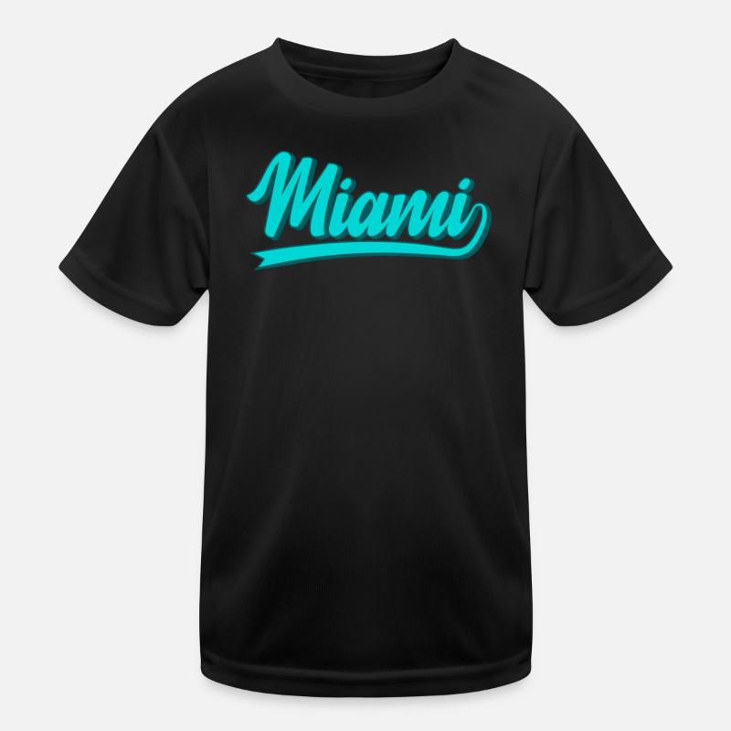 Miami Neon Script Turquoise Kinder Funktions-T-Shirt