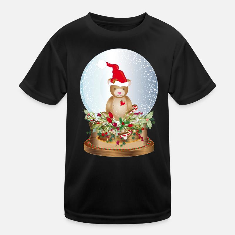 schöne nostalgische Schneekugel mit Teddybär Kinder Funktions-T-Shirt