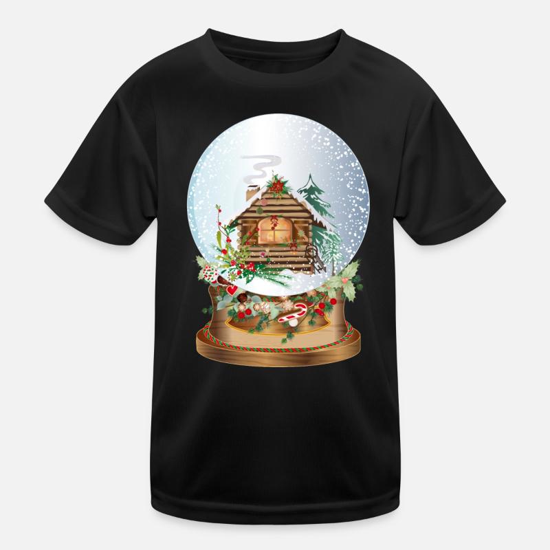 beautiful nostalgic snow globe with log cabin Kids Functional T-Shirt
