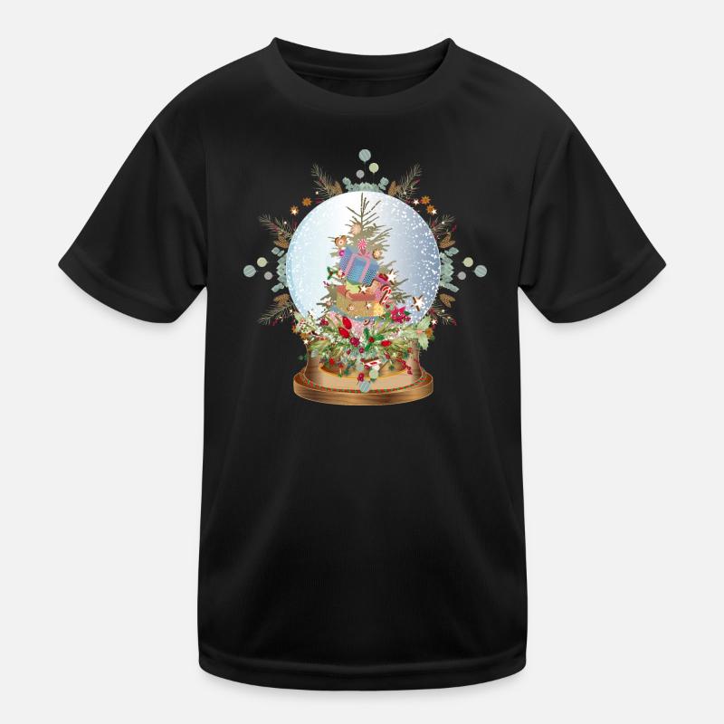 schöne nostalgische Schneekugel mit Weihnachtsbaum Kinder Funktions-T-Shirt
