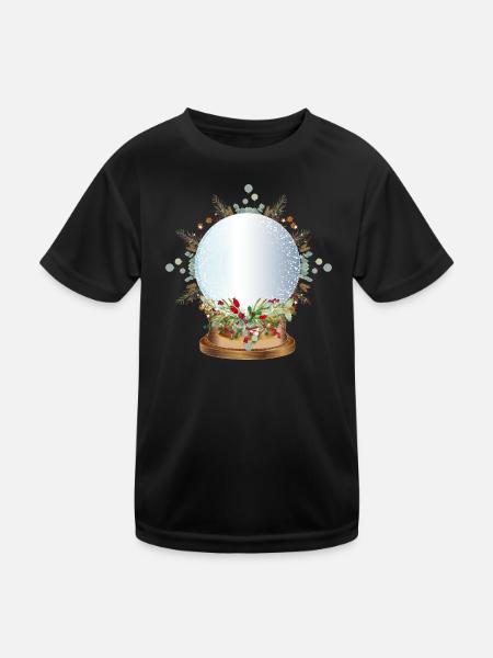 leere nostalgische Schneekugel zum Beschriften - Kinder Funktions-T-Shirt - Schwarz - Vorne