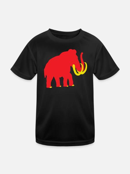 Wolliges Mammut rot gelb - Kinder Funktions-T-Shirt - Schwarz - Vorne