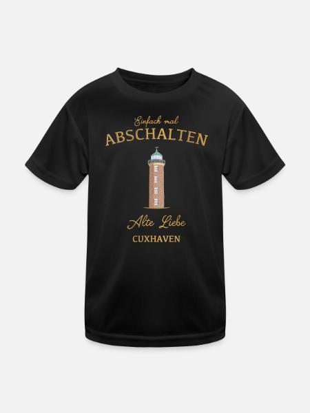 Cuxhaven Leuchtturm Alte Liebe, Mal Abschalten - Kinder Funktions-T-Shirt - Schwarz - Vorne