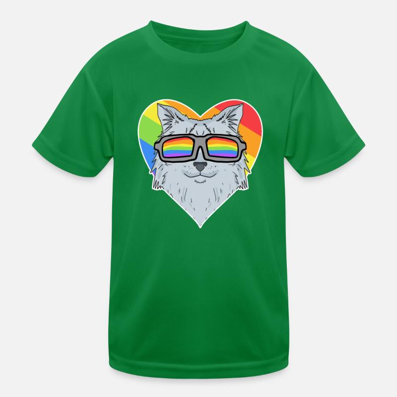 Gay Regenbogen - Katze mit Brille Kinder Funktions-T-Shirt