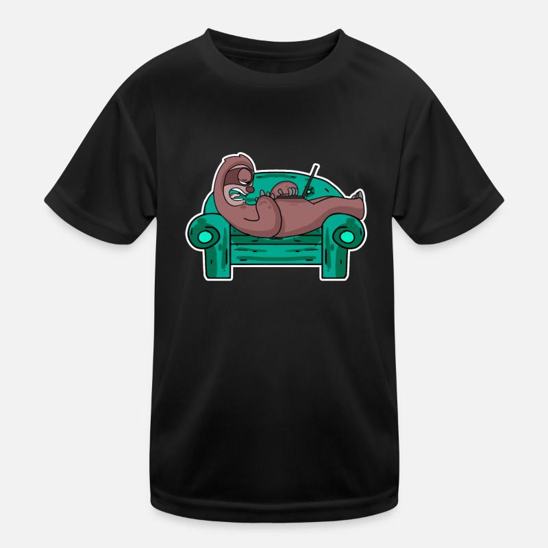 Sloth on sofa laptop staff Kids Functional T-Shirt