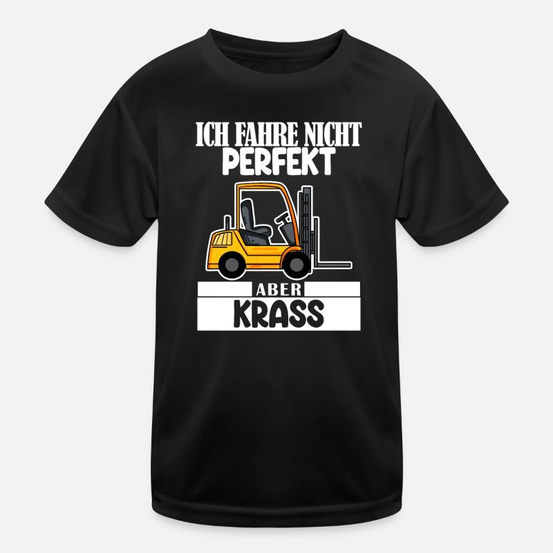 Staplerfahrer Gabelstapler Lager Logistik - Kinder Funktions-T-Shirt - Schwarz