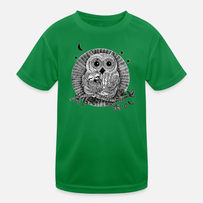 Owls illustration black and white Kids Functional T-Shirt
