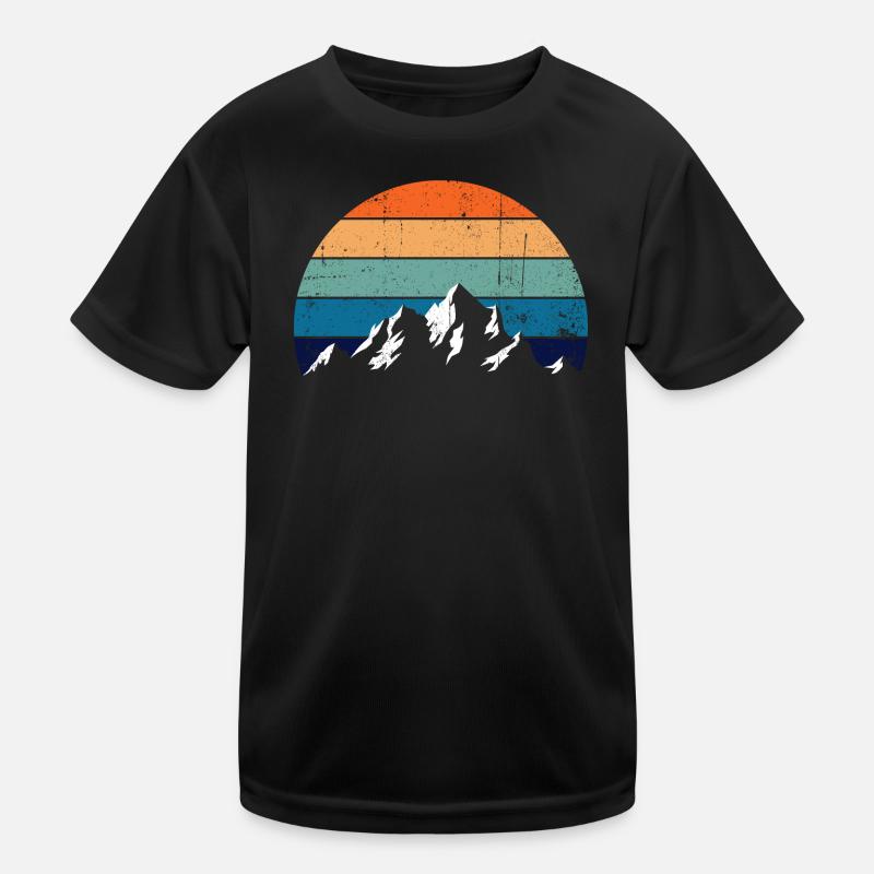 Retro Mountain Sunset Gradient Kinder Funktions-T-Shirt