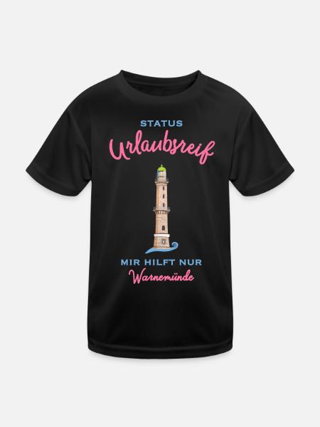Kultiger alter Leuchtturm Warnemünde , Urlaubsreif - Kinder Funktions-T-Shirt - Schwarz - Vorne