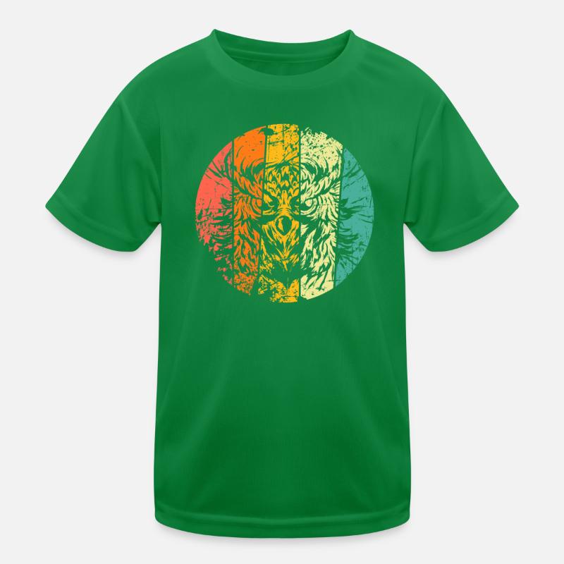 Eule Uhu retro Kinder Funktions-T-Shirt
