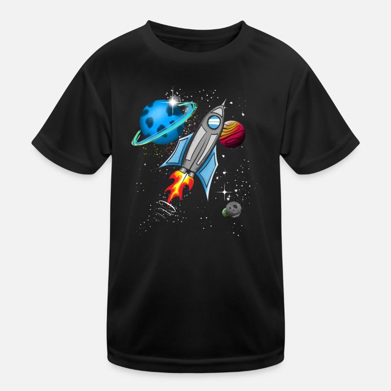 Fusée dans l’espace - T-shirt sport Enfant - noir