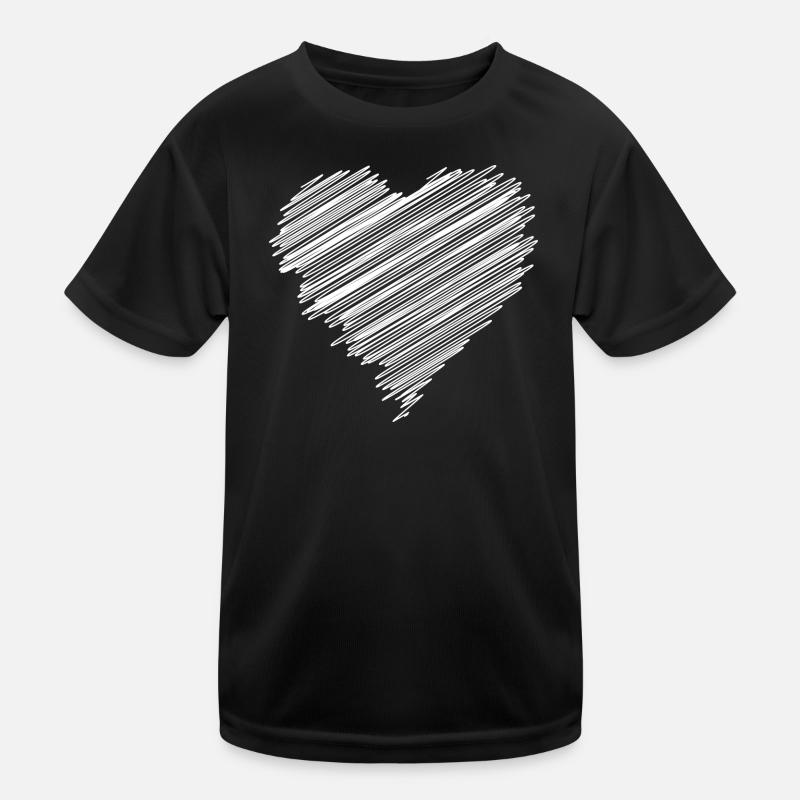 White scribble love heart Kids Functional T-Shirt