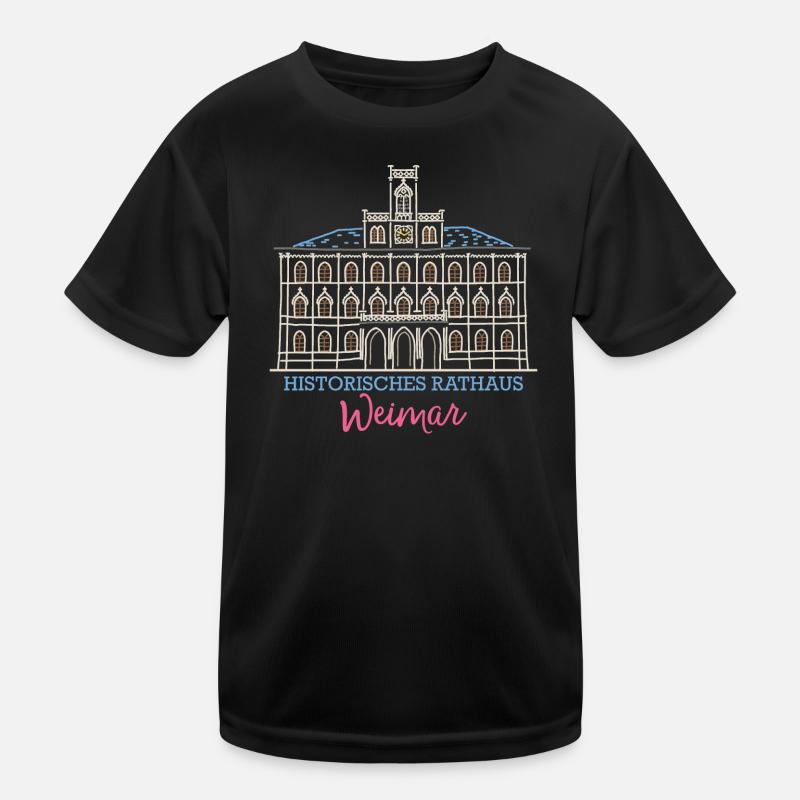 Weimar, historisches Rathaus, Strichzeichnung Kinder Funktions-T-Shirt