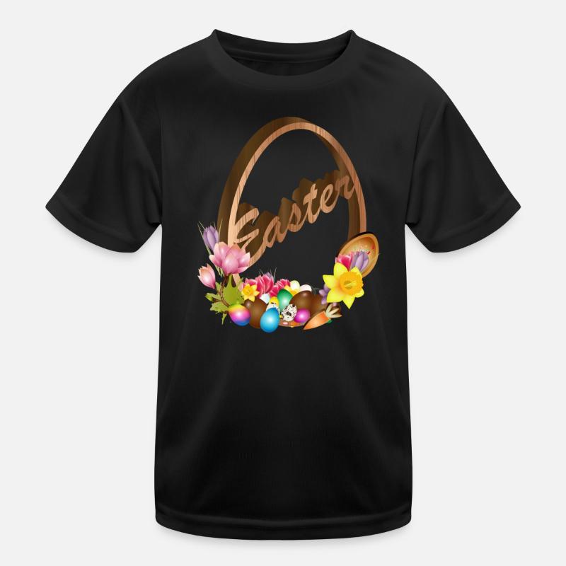 decorated Easter egg relief in wood look Kids Functional T-Shirt