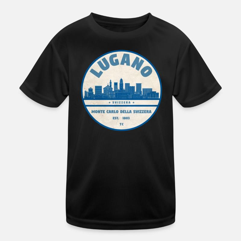 Lugano Skyline Badge Kids Functional T-Shirt
