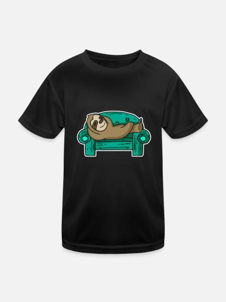 Sloth Lazy - Kids Functional T-Shirt - black - Front