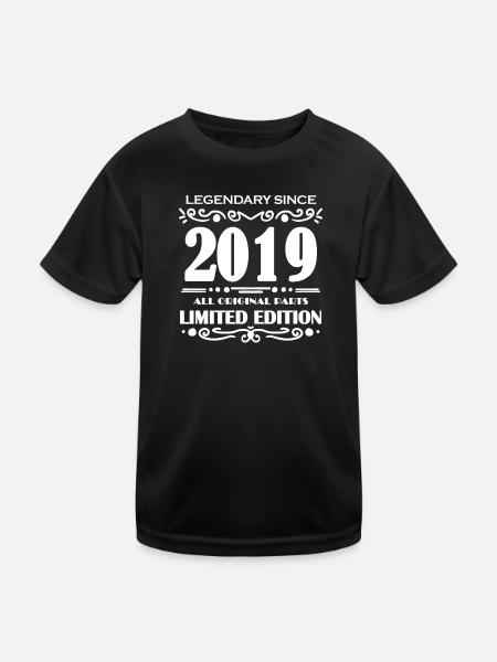 2019 - Jahrgang 2019 - Baujahr 2019 Spruch - Kinder Funktions-T-Shirt - Schwarz - Vorne